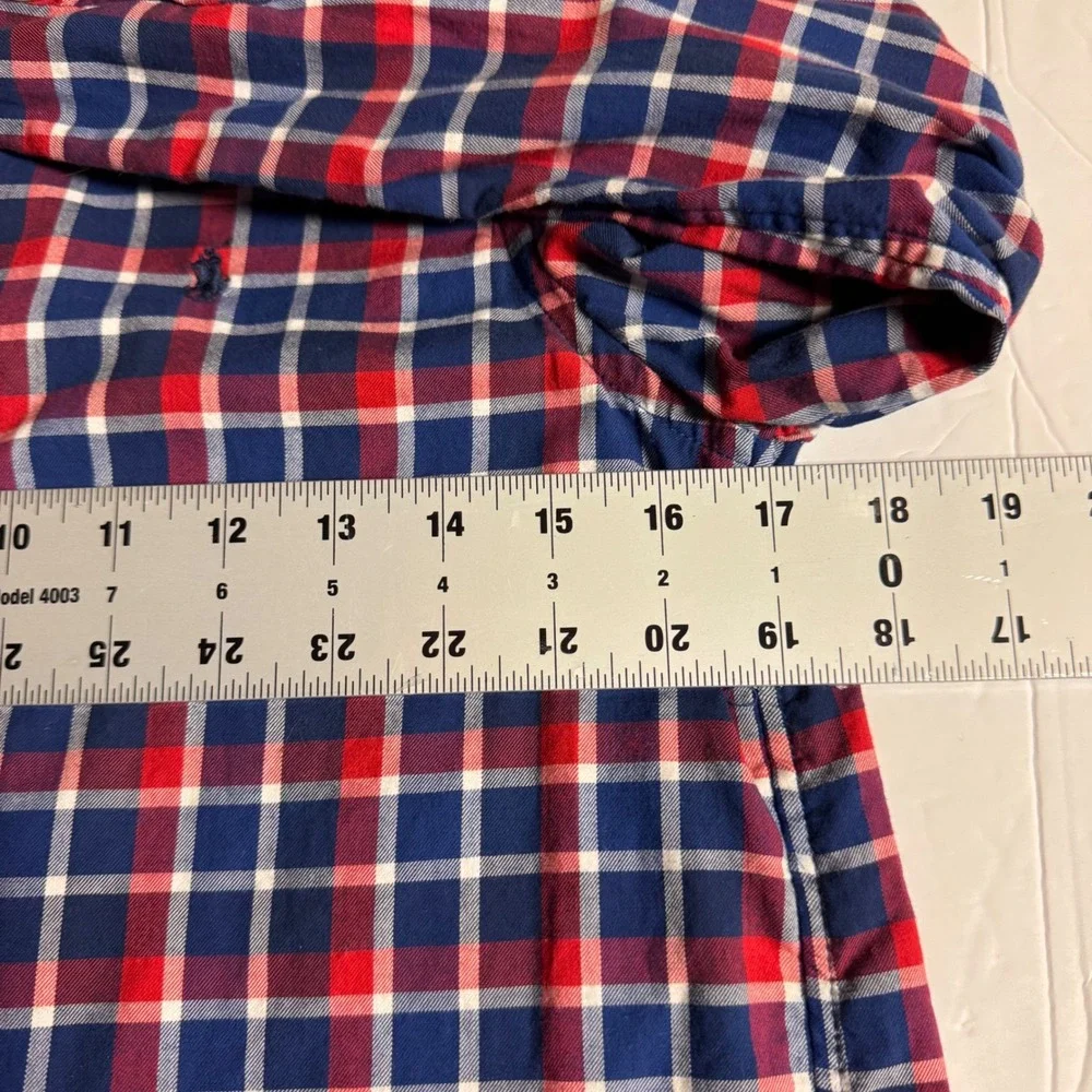 Kids Ralph Lauren Plaid Button Down Shirt‎ Long Sleeve Blue Red White Size L G